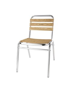 Chaises bistro frêne et aluminium Bolero - lot de 4