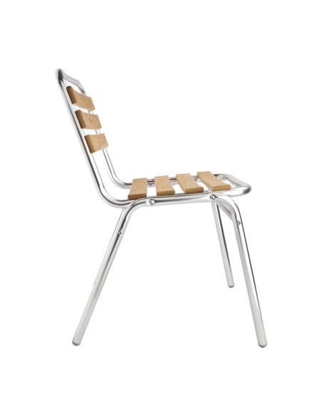 Chaises bistro frêne et aluminium Bolero - lot de 4