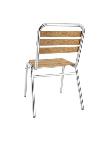 Chaises bistro frêne et aluminium Bolero - lot de 4