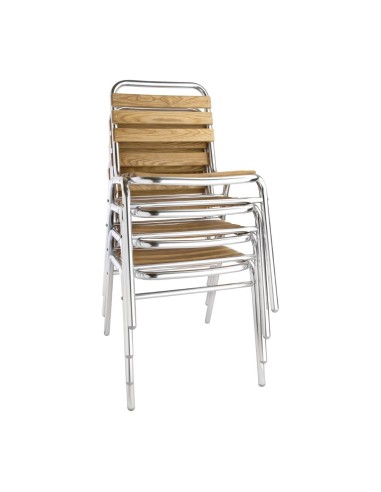 Chaises bistro frêne et aluminium Bolero - lot de 4
