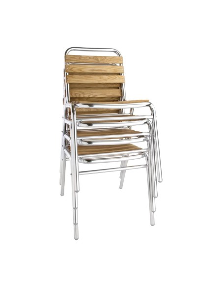 Chaises bistro frêne et aluminium Bolero - lot de 4