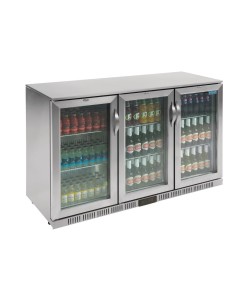 Arrière-bar trois portes Polar Série G inox 330L - 270 bouteilles