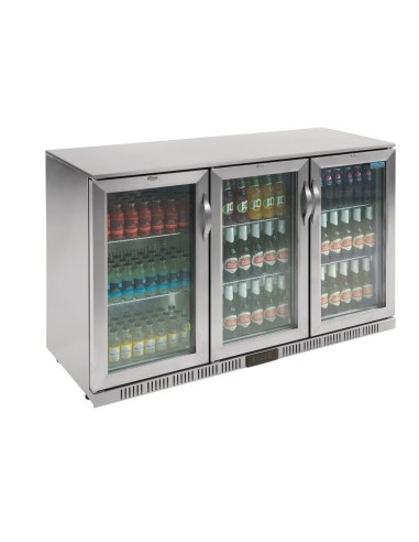 Arrière-bar trois portes Polar Série G inox 330L - 270 bouteilles