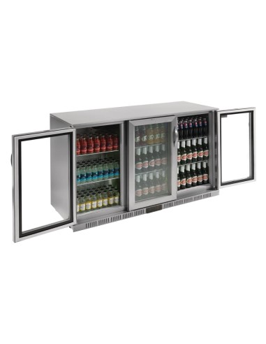 Arrière-bar trois portes Polar Série G inox 330L - 270 bouteilles