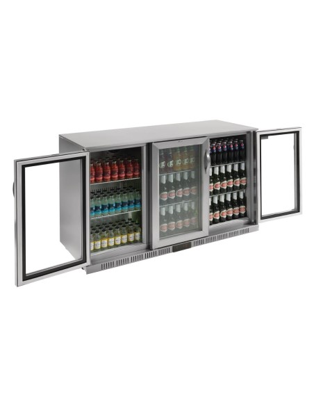 Arrière-bar trois portes Polar Série G inox 330L - 270 bouteilles