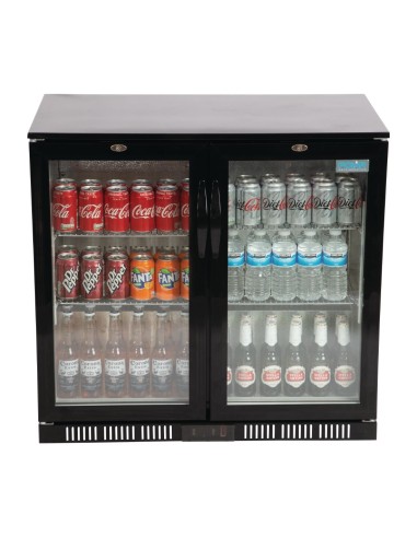 Arrière-bar Polar 198L noir - 2 portes pivotantes
