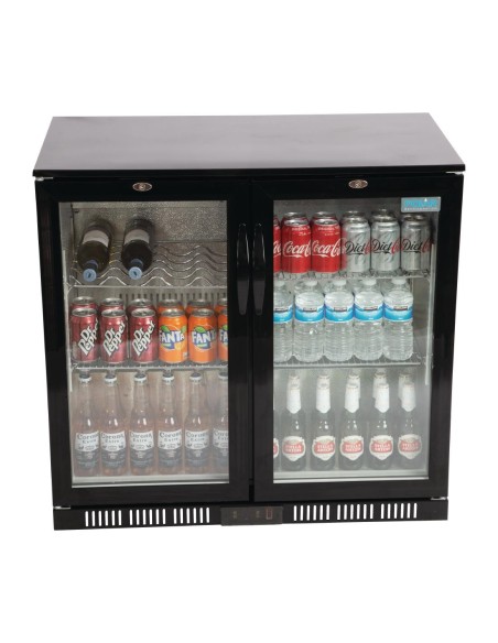 Arrière-bar Polar 198L noir - 2 portes pivotantes