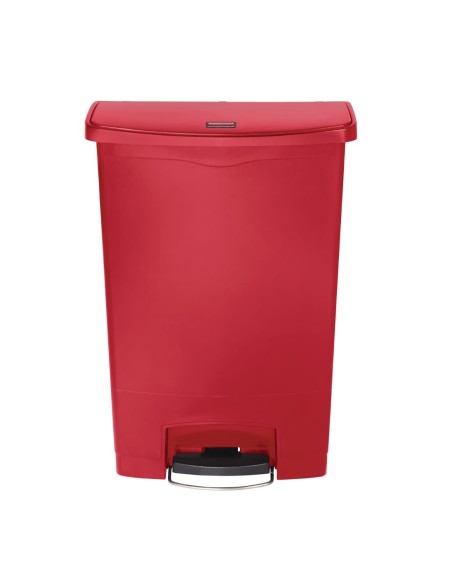 Poubelle à pédale frontale Rubbermaid Slim Jim 90L rouge