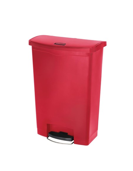 Poubelle à pédale frontale Rubbermaid Slim Jim 90L rouge