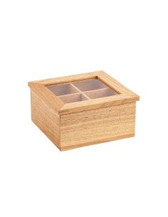 Mini boîte à thé Olympia 4 compartiments en bois d'évéa