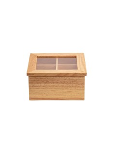 Mini boîte à thé Olympia 4 compartiments en bois d'évéa 2