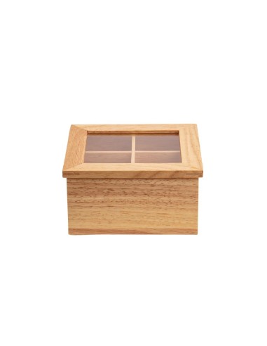 Mini boîte à thé Olympia 4 compartiments en bois d'évéa