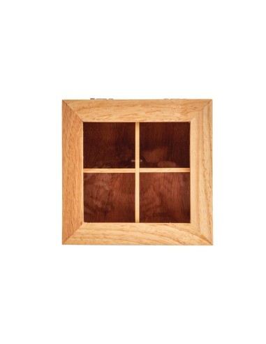 Mini boîte à thé Olympia 4 compartiments en bois d'évéa