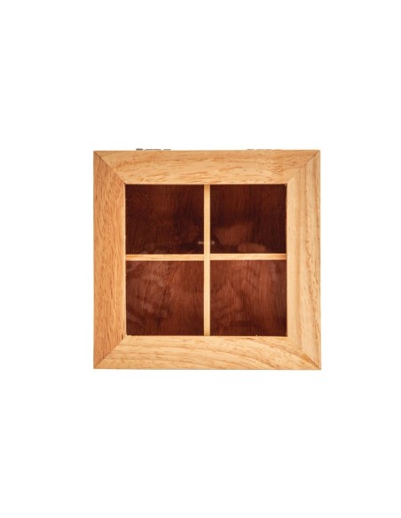 Mini boîte à thé Olympia 4 compartiments en bois d'évéa