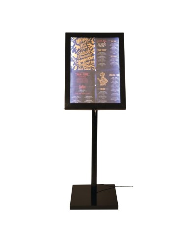 Présentoir éclairé LED Securit noir - 4 feuilles A4