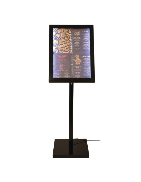 Présentoir éclairé LED Securit noir - 4 feuilles A4