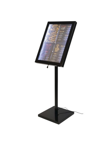 Présentoir éclairé LED Securit noir - 4 feuilles A4