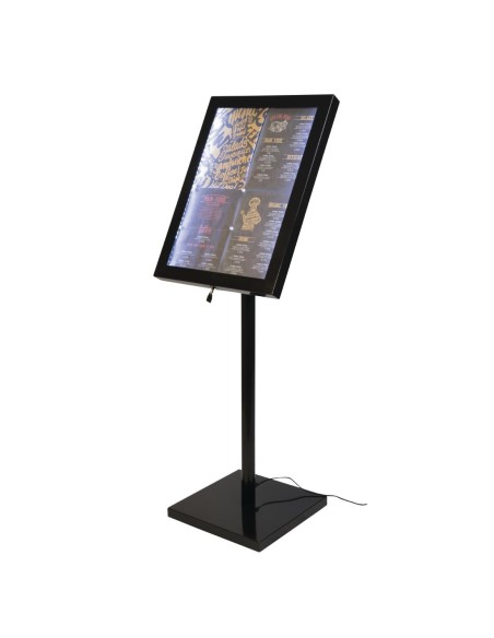 Présentoir éclairé LED Securit noir - 4 feuilles A4