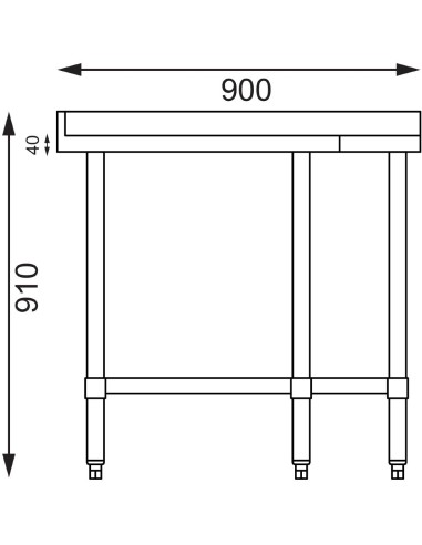 Table d'angle inox Vogue 700mm - 960x900x700 mm