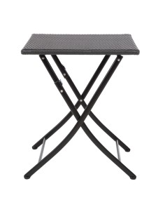 Table carrée pliante en rotin PE Bolero 600mm - Noir
