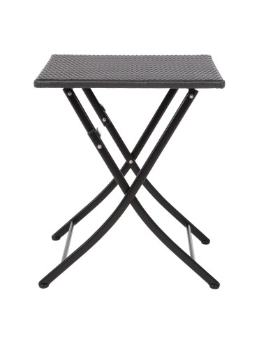 Table carrée pliante en rotin PE Bolero 600mm - Noir