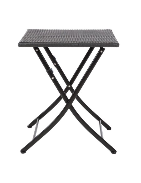 Table carrée pliante en rotin PE Bolero 600mm - Noir