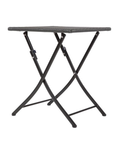 Table carrée pliante en rotin PE Bolero 600mm - Noir