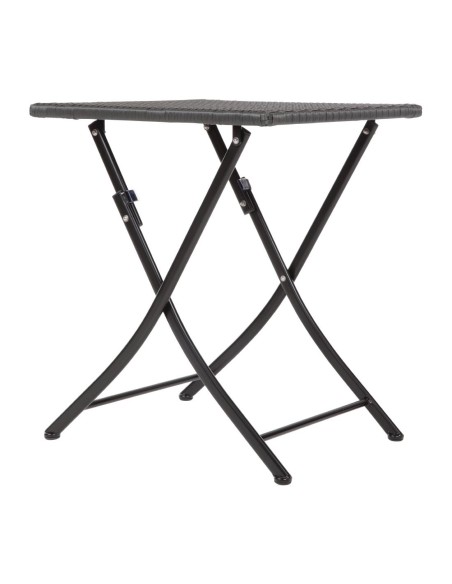 Table carrée pliante en rotin PE Bolero 600mm - Noir