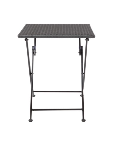 Table carrée pliante en rotin PE Bolero 600mm - Noir
