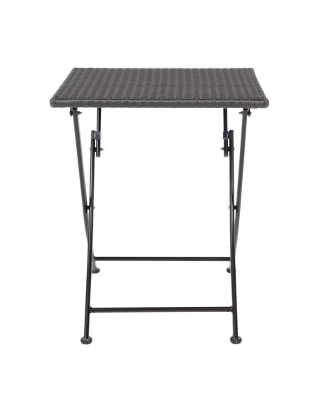Table carrée pliante en rotin PE Bolero 600mm - Noir