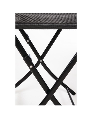 Table carrée pliante en rotin PE Bolero 600mm - Noir