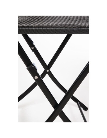 Table carrée pliante en rotin PE Bolero 600mm - Noir