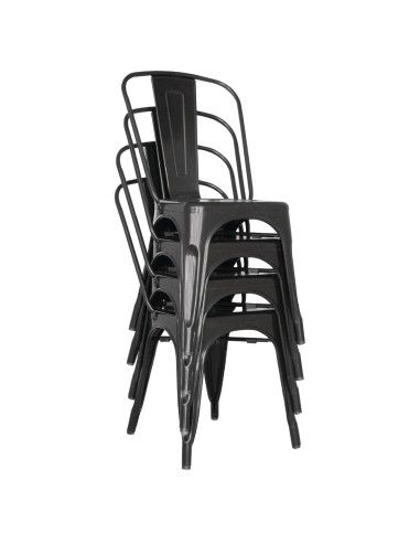 Chaises acier noir Bolero Bistro - lot de 4