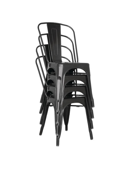 Chaises acier noir Bolero Bistro - lot de 4