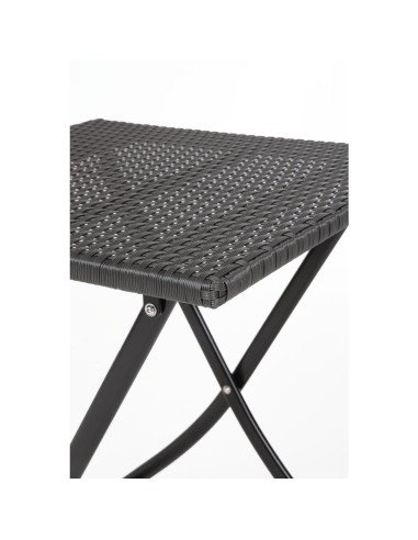 Table carrée pliante en rotin PE Bolero 600mm - Noir