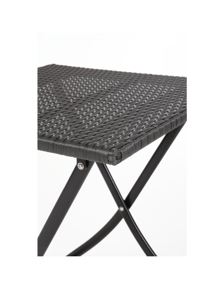 Table carrée pliante en rotin PE Bolero 600mm - Noir