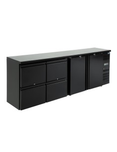 Arrière-bar Polar Série U 2 portes 4 tiroirs 698L - Noir