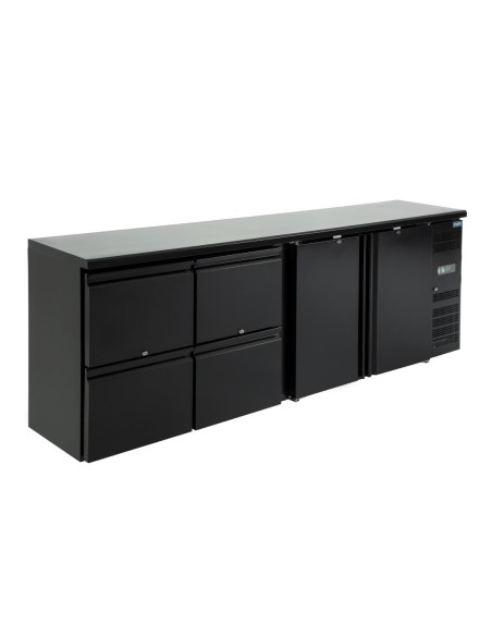Arrière-bar Polar Série U 2 portes 4 tiroirs 698L - Noir
