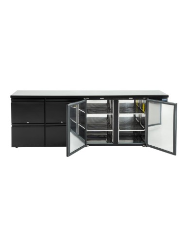 Arrière-bar Polar Série U 2 portes 4 tiroirs 698L - Noir
