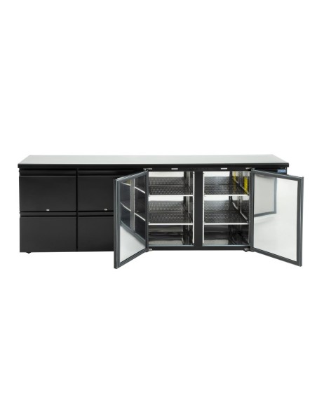 Arrière-bar Polar Série U 2 portes 4 tiroirs 698L - Noir
