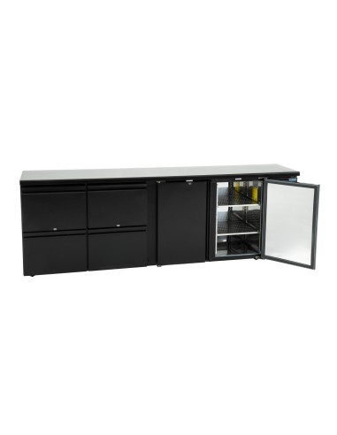 Arrière-bar Polar Série U 2 portes 4 tiroirs 698L - Noir