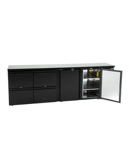Arrière-bar Polar Série U 2 portes 4 tiroirs 698L - Noir
