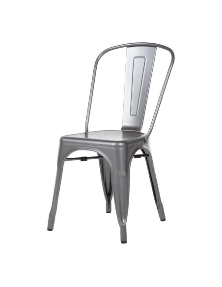 Chaises en acier gris Bolero Bistro - lot de 4