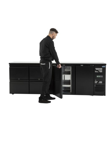 Arrière-bar Polar Série U 2 portes 4 tiroirs 698L - Noir