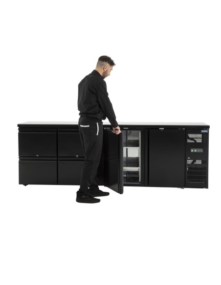 Arrière-bar Polar Série U 2 portes 4 tiroirs 698L - Noir