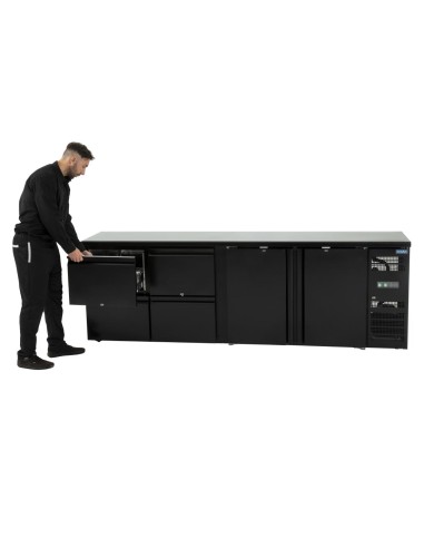 Arrière-bar Polar Série U 2 portes 4 tiroirs 698L - Noir