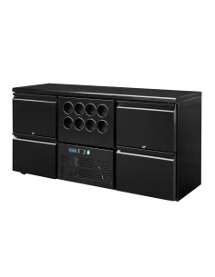 Arrière-bar Polar Série U 4 tiroirs + rafraîchisseur vin 380L 2