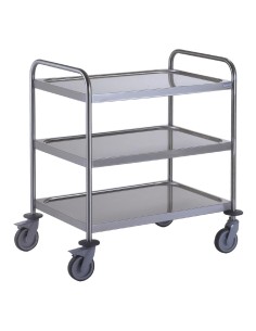 Chariot de service 3 plateaux Tournus 800x530mm - Inox