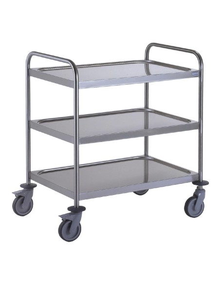 Chariot de service 3 plateaux Tournus 800x530mm - Inox