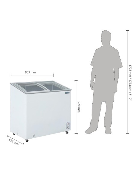Congélateur coffre vitré Polar Série G 200L - 200 L, blanc